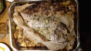 Baked fish in cartuche