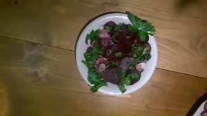 Cooked red beet salat